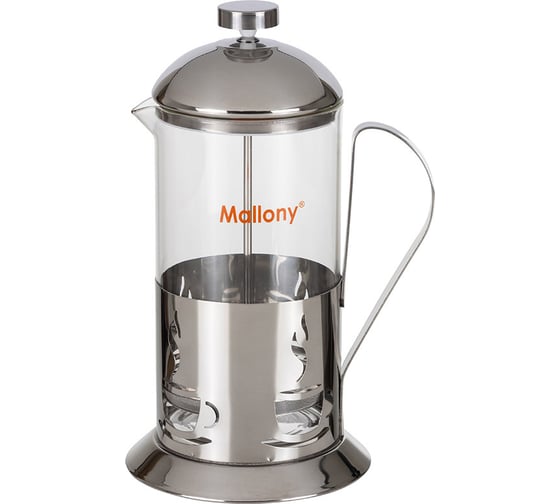 Изображение товара Чайник/кофейник кофе-пресс Mallony ALITO стеклянный,1000 мл, в корпусе из нержавеющей стали 950152