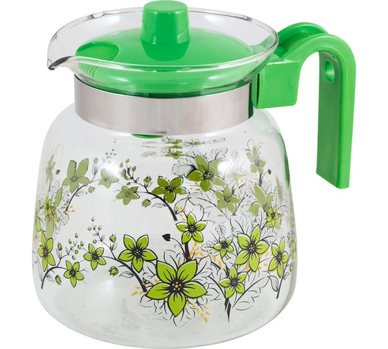 Изображение товара Кувшин из жаропрочного стекла с пластик ручкой Mallony PENTOLA-1200 1.2 л, зеленый 910117