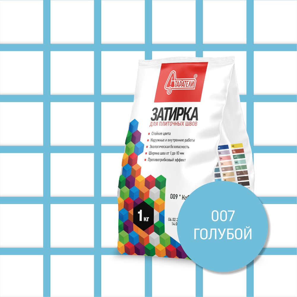 Изображение товара Затирочная смесь Старатели 1 кг голубая для плиточных швов