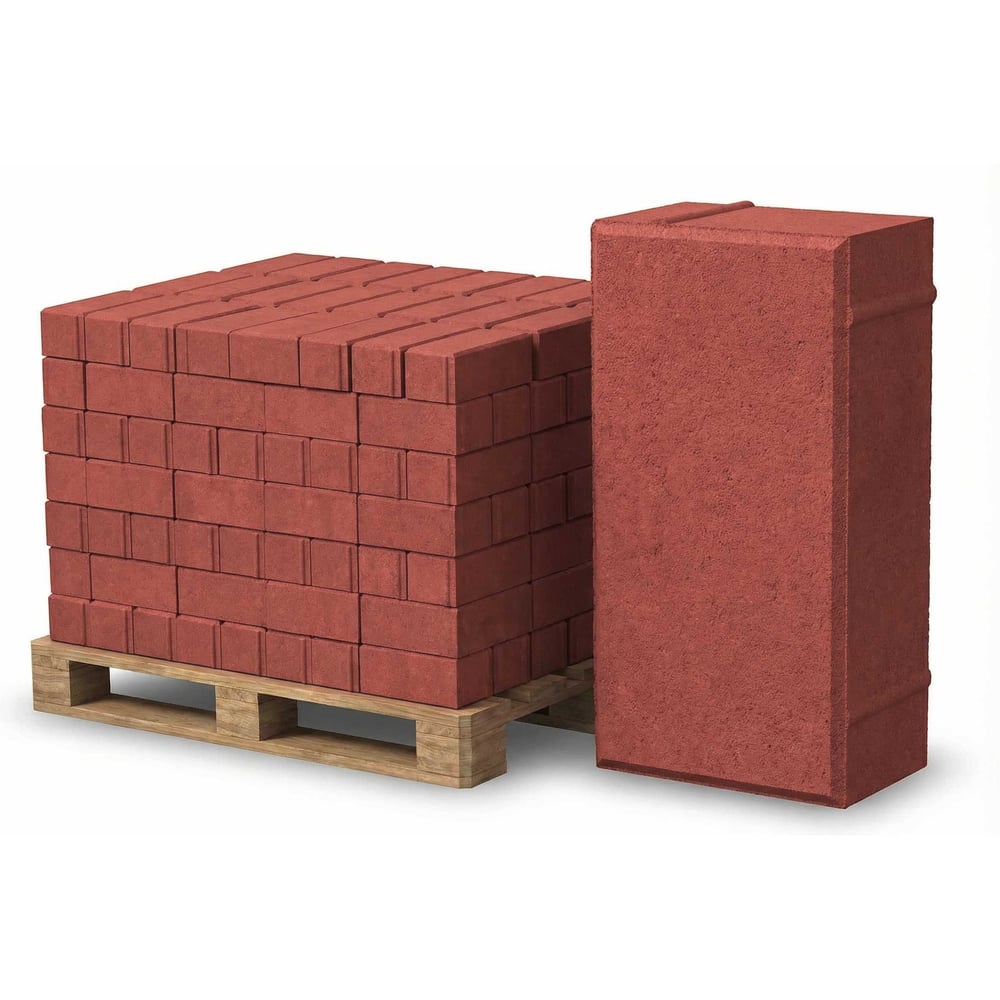 Изображение товара Тротуарная плитка ЯЗСМ Кирпичик 200x100x40 мм красная (380 м2) 4640013520872