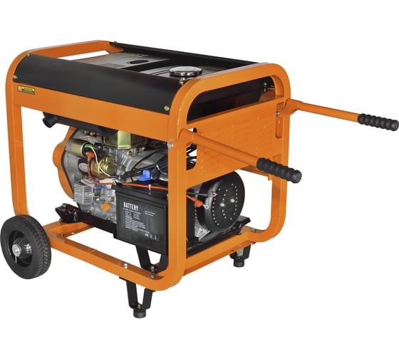 Изображение товара Генератор CARVER PPG- 9000DE дизель LT-192FD, 7,0/7,5кВт, 220В, бак12.5л, э/старт, колеса, медь 01.020.00024