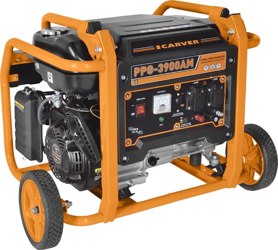 Изображение товара Генератор CARVER PPG- 3900АM бензин LT-170F, 2,8/3,0 кВт, 220В, бак 15 л, колеса 01.020.00027
