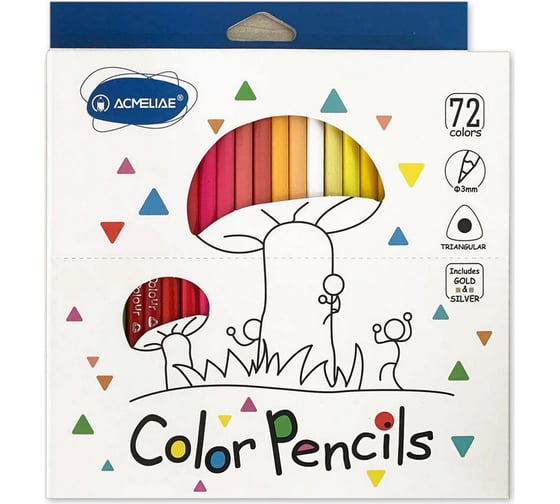 Изображение товара Набор цветных трехгранных карандашей ACMELIAE 72 цветов, в картонном футляре 9402-72