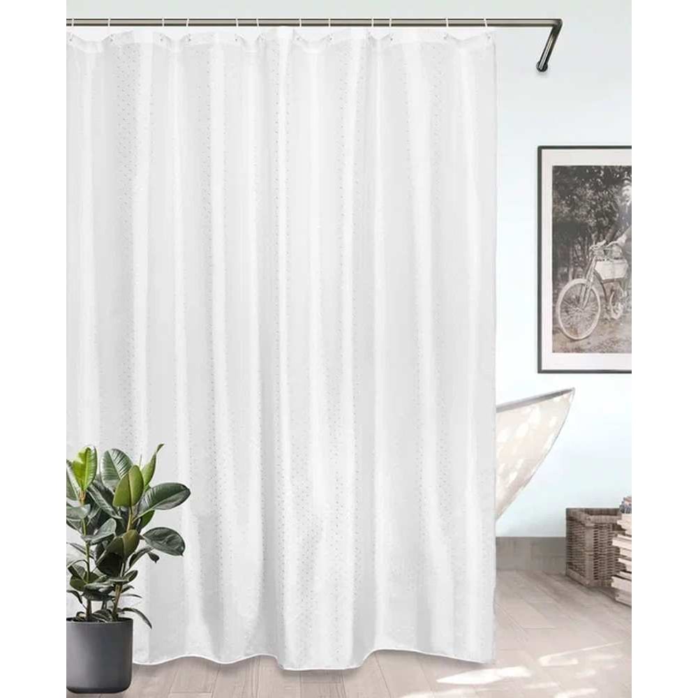 Изображение товара Штора Bath Plus 180x200 dobby star SK-01 белая водоотталкивающая полиэстер