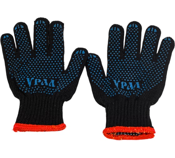 Изображение товара Вязаные зимние перчатки ЕРМАК с ПВХ покрытием, 5 нитей, черные 638-017