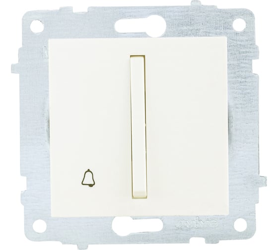 Изображение товара Механизм 1-клавишного выключателя OVIVO узкая клавиша, кнопка звонка, крем, 610-000202-207