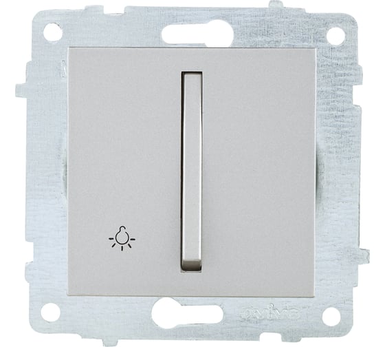 Изображение товара Механизм 1-клавишного выключателя OVIVO узкая клавиша, кнопочный, серебро, 610-000210-205