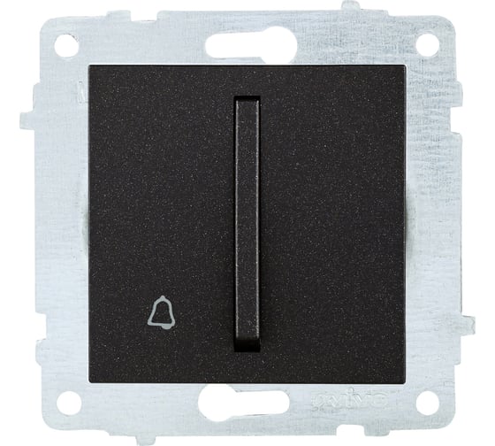 Изображение товара Механизм 1-клавишного выключателя OVIVO узкая клавиша, кнопка звонка, черный металлик, 610-000217-207