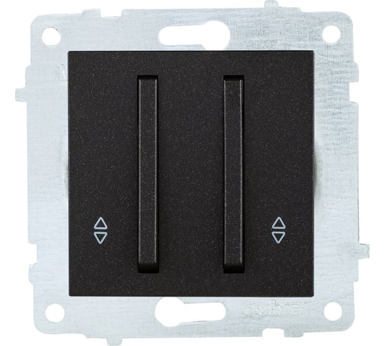 Изображение товара Механизм 2-клавишного выключателя OVIVO узкая клавиша, проходной, черный металлик, 610-000217-211