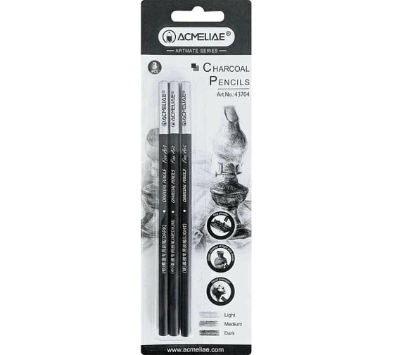 Изображение товара Набор угольных карандашей ACMELIAE 3 шт., в блистере 43704