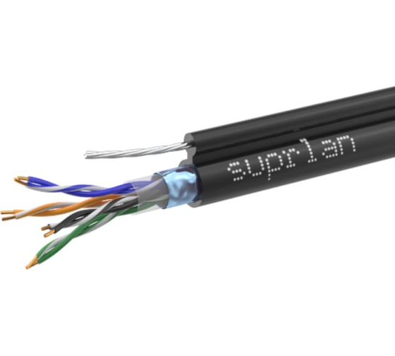 Изображение товара Сетевой интернет кабель витая пара SUPRLAN медный экранированный Median FTP Cat.5e 4x2xAWG24 Cu PE внешний T-FG8 (трос) 305м 01-1035-1