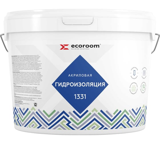 Изображение товара Гидроизоляция ECOROOM акрилатная 1331, 10 кг Е-Гидр1331/10