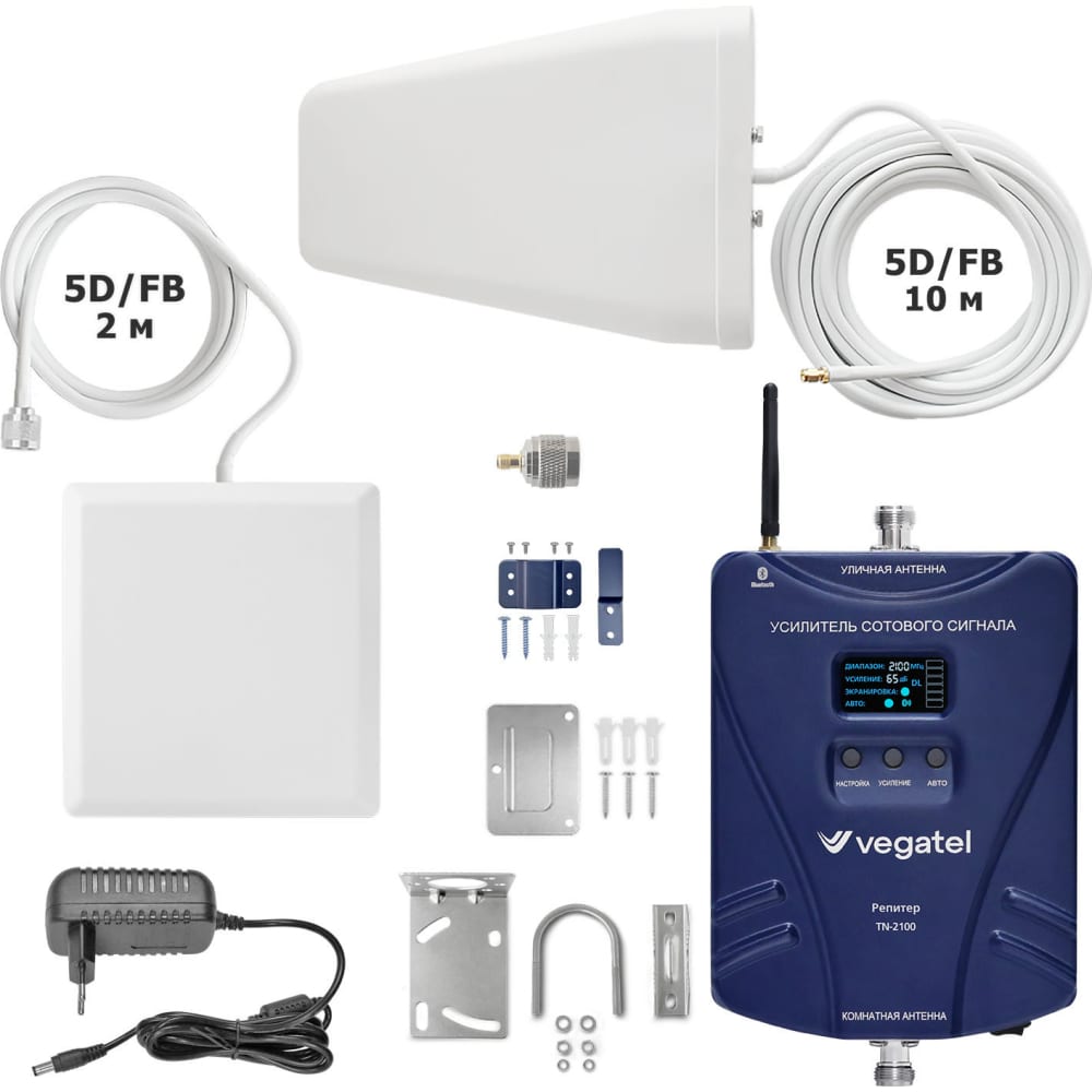 Усилитель сотовой связи и интернета Vegatel комплект для усиления сотовой связи 3g 4g lte vegatel tn 2100 до 350м2