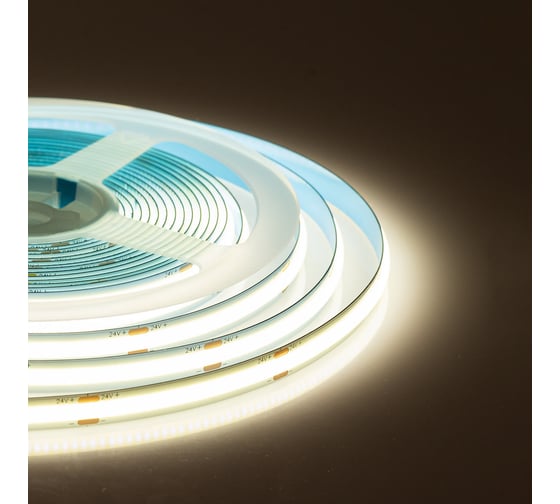 Изображение товара Светодиодная лента MAKSILED cob 24В, 480д/м, 10Вт/м, ip20, 950Лм/м, 4000k, нейтральный белый, 5м ML-R480-COB-NW-S