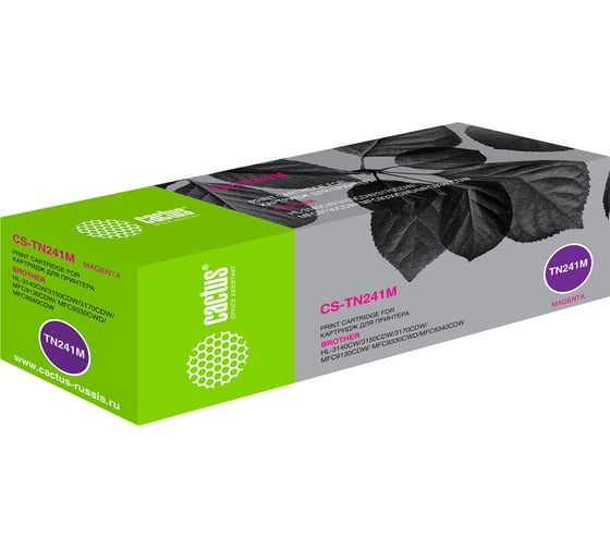 Изображение товара Лазерный картридж Cactus tn-241m пурпурный, 1400 страниц, для brother hl-3170cdw CS-TN241M 836827