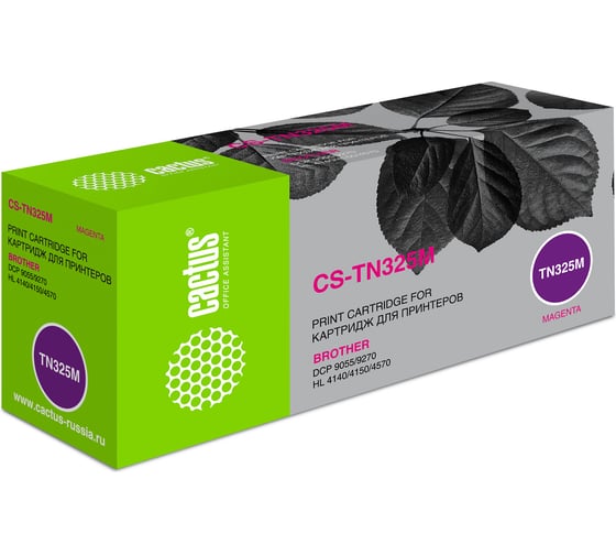 Изображение товара Лазерный картридж Cactus tn-325m пурпурный, 3500 страниц, для brother dcp-9055/9270/hl-4140/41 CS-TN325M 930932