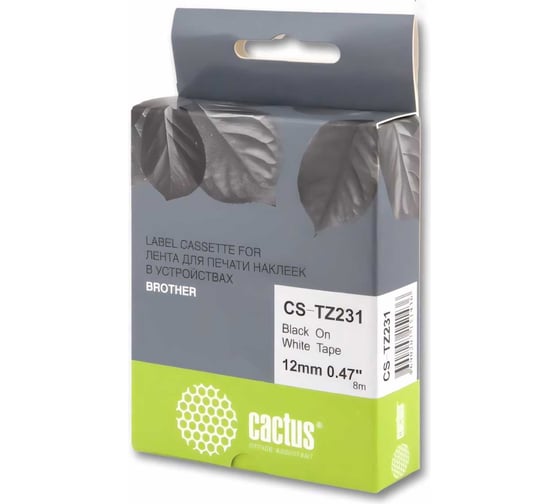 Изображение товара Ленточный картридж Cactus tze-231 черный, для brother 1010/1280/1280vp/2700vp CS-TZ231