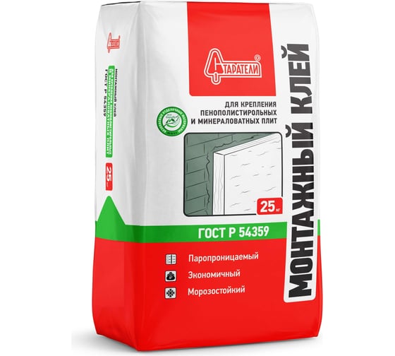 Изображение товара Монтажный клей для крепления пенополистирольных и минераловатных плит Старатели 25 кг 3277/3549