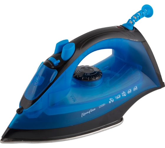 Изображение товара Утюг Матрёна MA-047 синий, 2200 Вт, пар, спрей, паровой удар, самоочистка, стальная подошва 006390