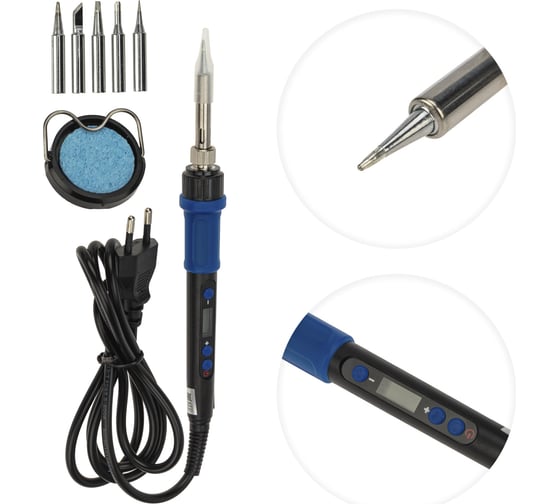 Изображение товара Паяльник REXANT с регулировкой температуры и дисплеем, подставка, 5 жал, керамический 65 вт 12-0621
