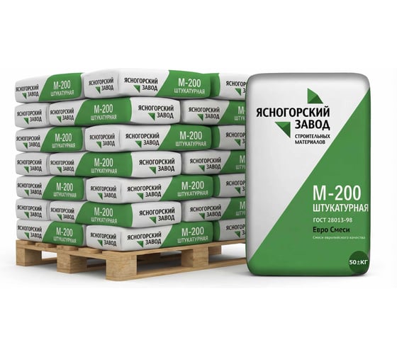 Изображение товара Сухая смесь ЯЗСМ Штукатурная М-200 50 кг 660 штук 4640013520063