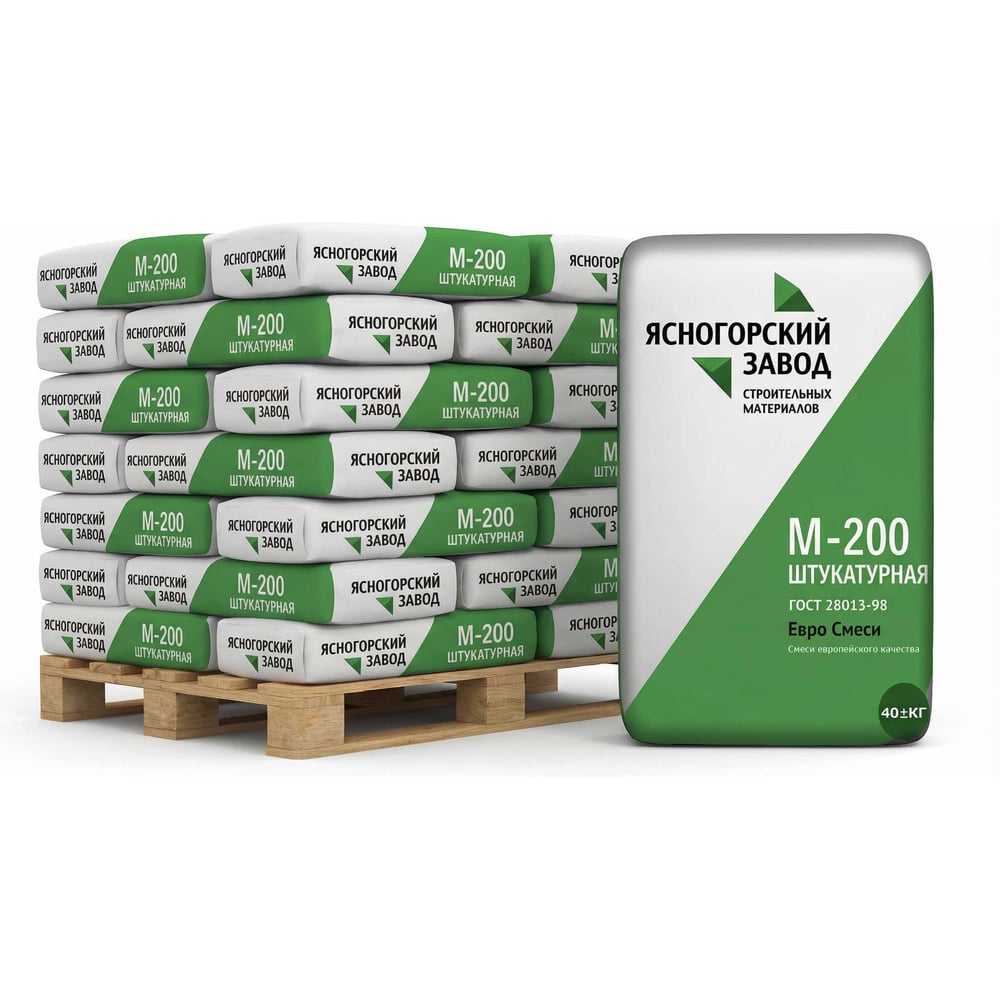 Изображение товара Сухая смесь ЯЗСМ Штукатурная М-200 40 кг 800 штук 4640013520070