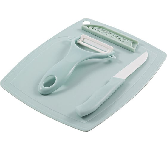 Изображение товара Кухонный набор Mallony CERAMIC 3 предмета, нож, овощечистка, разделочная доска 008661