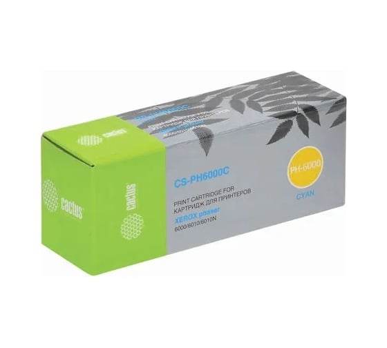 Изображение товара Лазерный картридж Cactus 106r01631 голубой, 1000 страниц, для xerox phaser 6000/6010 CS-PH6000C 807434