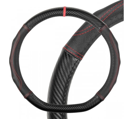 Изображение товара Оплетка SKYWAY Drift-3 M черно/красная, экокожа/ПВХ S01102506