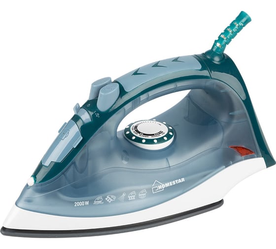 Изображение товара Утюг HomeStar HS-4003 серо-голубой, 2000 Вт, пар, спрей, паровой удар, керамическая подошва 002671