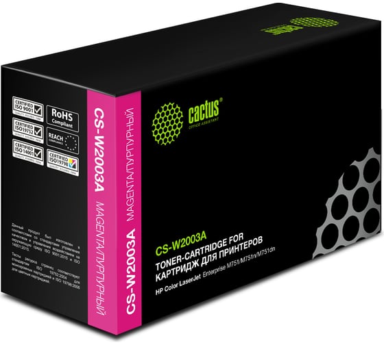 Изображение товара Лазерный картридж Cactus w2003a пурпурный, 6000 страниц, для hp clj ent m751 CS-W2003A 1534449