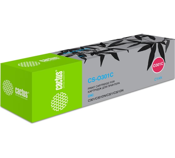 Изображение товара Лазерный картридж CS-O301C 44973543 44973543 голубой, 1500 страниц, для oki c301/321 Cactus 807392