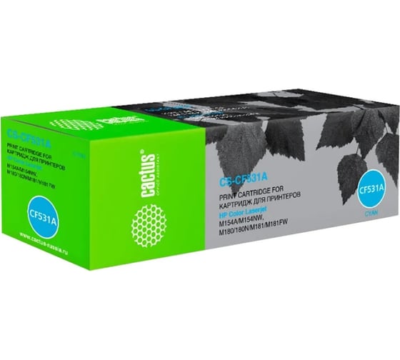 Изображение товара Лазерный картридж Cactus cf531a голубой, 900 страниц, для hp lj m180n/m181fw CS-CF531A 1025418