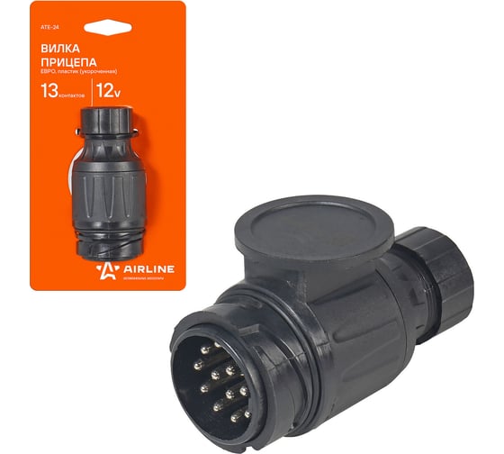 Изображение товара Вилка прицепа Airline 12В 13 контактов ЕВРО пластик, укороченная ATE-24