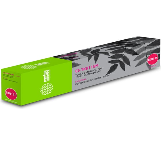 Изображение товара Лазерный картридж Cactus tk-8115m пурпурный, 6000 страниц, для kyocera mita ecosys m8124cidn/ CS-TK8115M 1066818