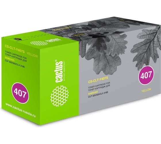 Изображение товара Лазерный картридж Cactus clt-y407s желтый, 1000 страниц, для samsung clp320/320n/325/clx318 CS-CLT-Y407S 727300