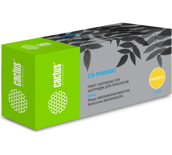 Изображение товара Лазерный картридж Cactus 106r02233 голубой, барабан в комплекте, 6000 страниц, для xerox ph 6600/wc 6 CS-PH6600C 1066824