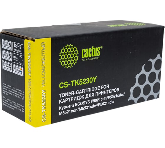 Изображение товара Лазерный картридж Cactus tk-5230y желтый, 2200 страниц, для kyocera ecosys m5521cdn/m5521cdw/ CS-TK5230Y 1011583