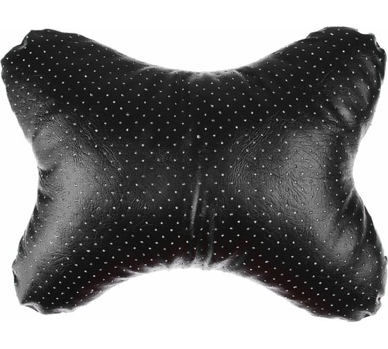 Изображение товара Подушка на подголовник NEW GALAXY косточка, перфор.экокожа, 29x23см, черная 732-012