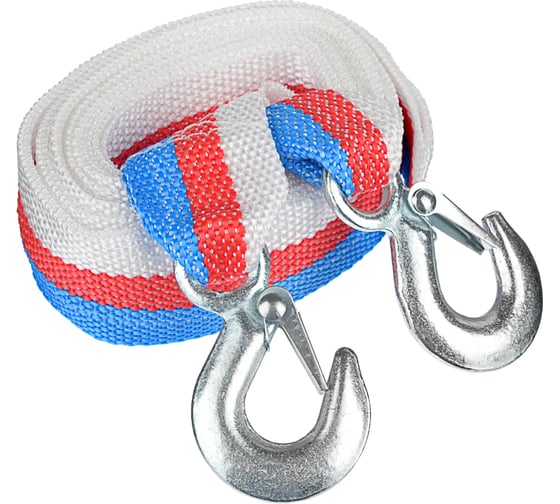 Изображение товара Буксировочный трос-ремень NEW GALAXY 5,0 т, в пакете, c крюками, длина 5м 773-007