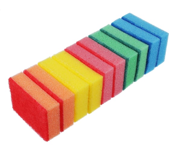 Изображение товара Набор губок для мытья посуды VETTA "Премиум" 10 шт, 9x6.5x2.5 см 441-083