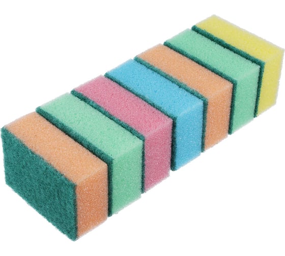 Изображение товара Набор губок для мытья посуды VETTA "Эконом" 5+2 шт, 9x6х3.5 см 441-086