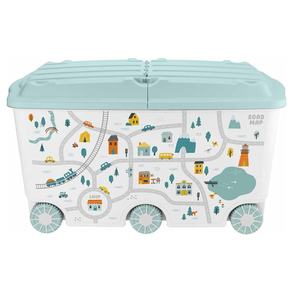 Ящик для игрушек Пластишка ящик для игрушек на колесах путешествие с декором 685 × 395 × 385 мм светло голубой
