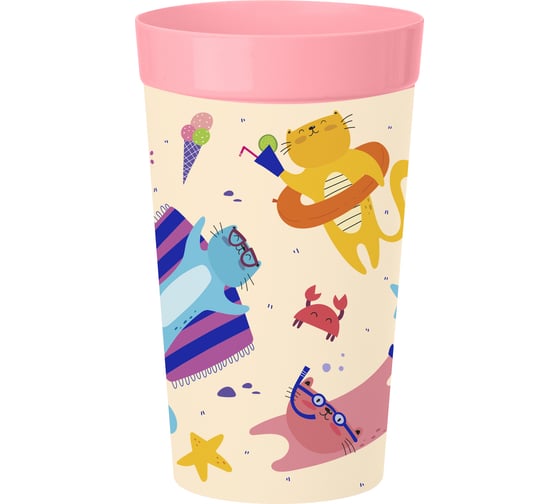 Изображение товара Детский стакан с декором Пластишка 380 мл, розовый 431322205