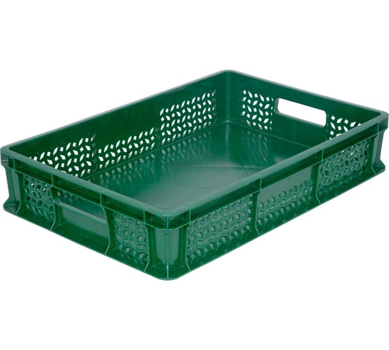 Изображение товара Ящик с ручками Дигрус 600x400x120 мм, дно сплош., стенки перф., зеленый Я-60.40.12-ссПрЗ/Д
