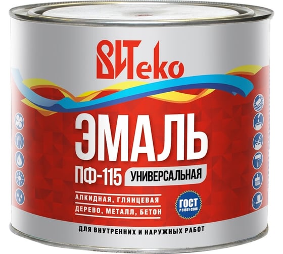 Изображение товара Эмаль Царицынские краски Витеко ПФ-115, красная, 1.8 кг 16103