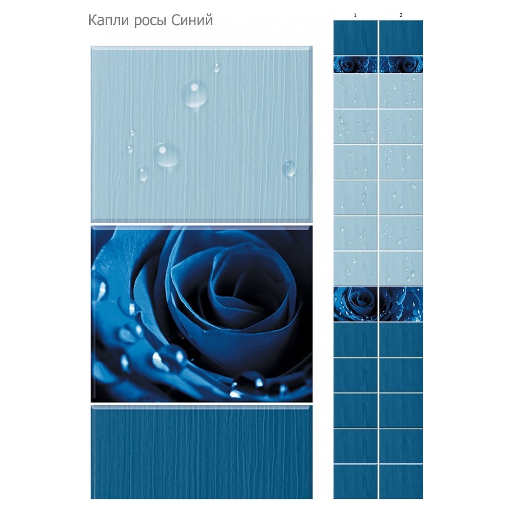 Изображение товара Панель ПВХ КронаПласт Unique капли росы синие 2 шт. для стеновой отделки