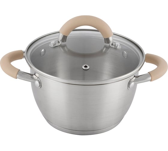 Изображение товара Кастрюля из нержавеющей стали с крышкой Mallony Fortuna 1.8 л, матовый корпус, ручки с силиконом 7217