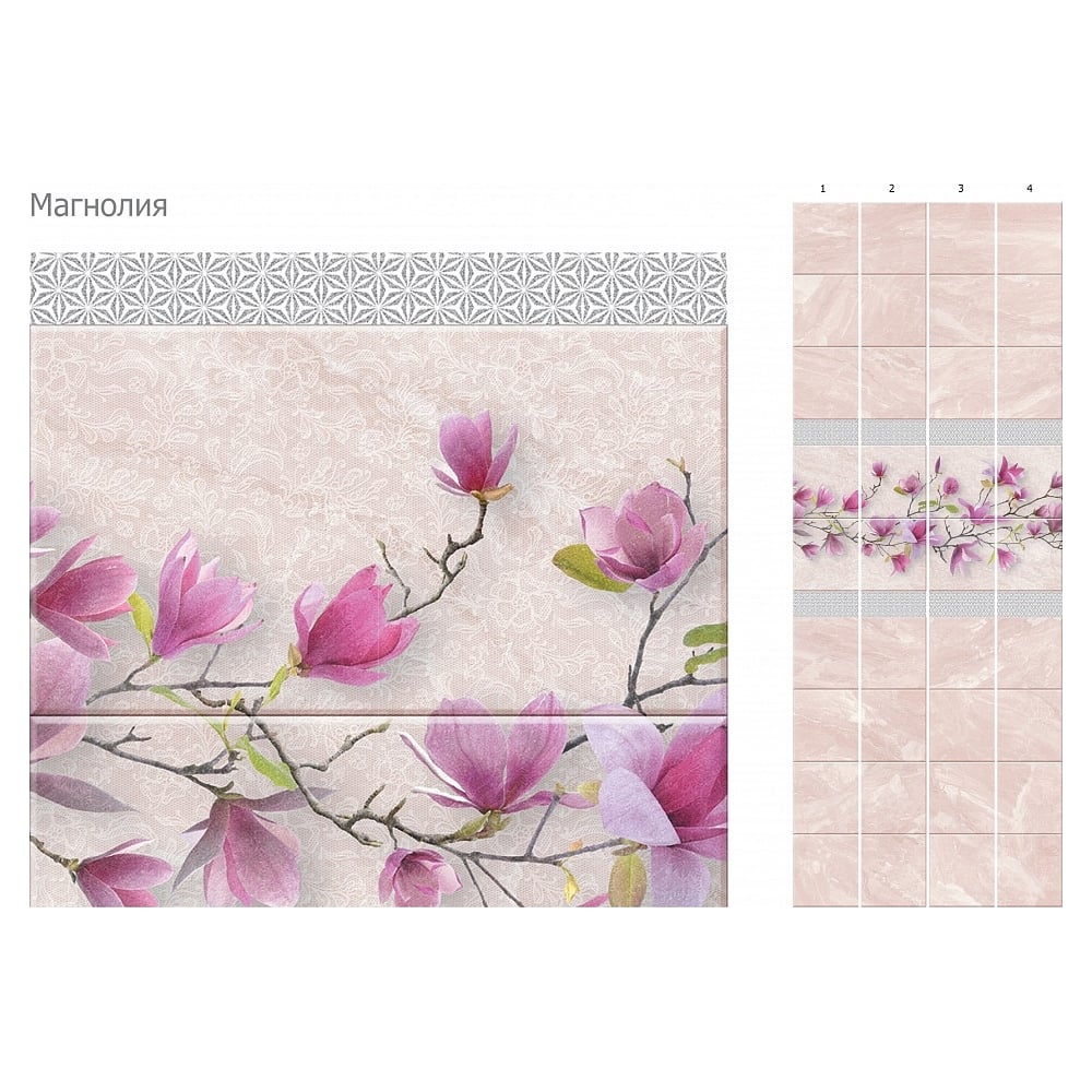 Изображение товара Панель ПВХ КронаПласт Unique магнолия с глиттером серебро, 4 шт.