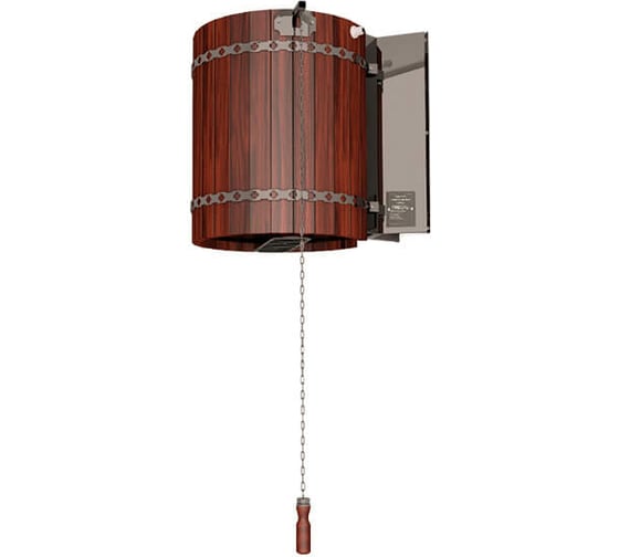 Изображение товара Обливное устройство для бани VVD Ливень деревянное обрамление, красное дерево, 50 л 7482